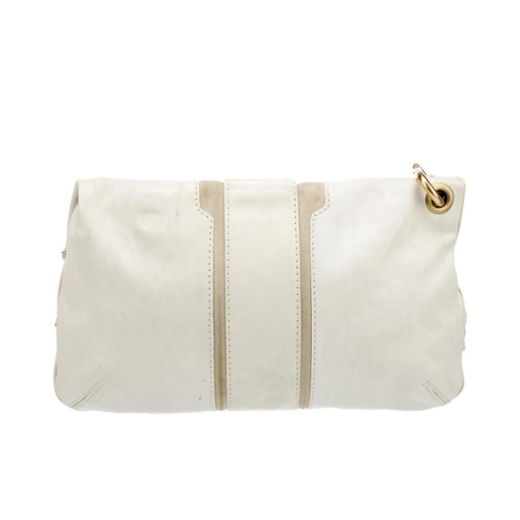 💯Authentic Jimmy Choo Vintage White Leather Large Mave Foldover Clutch - Picture 2 of 6